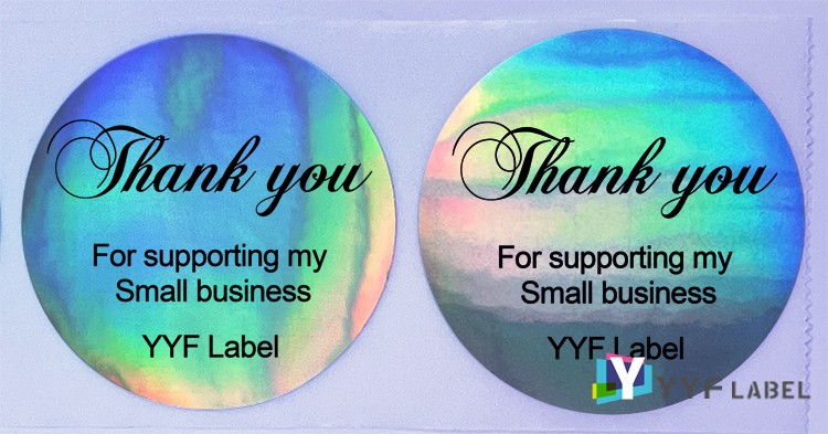 Holographic silver shipping labels sticker roll printable waterproof rainbbow round circle direct thermal label
