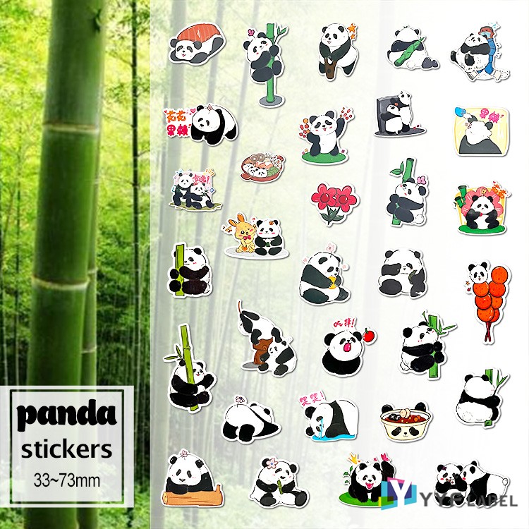 Panda sticker sheet with smiling panda illustrations